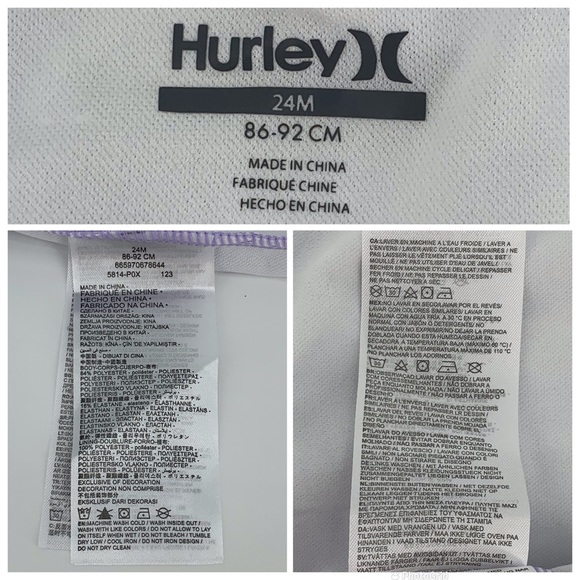 Hurley NWT Baby Girl Purple Tie Dye Unicorn Ruffle Leg One Piece Swim Suit, 24M - Picture 15 of 15